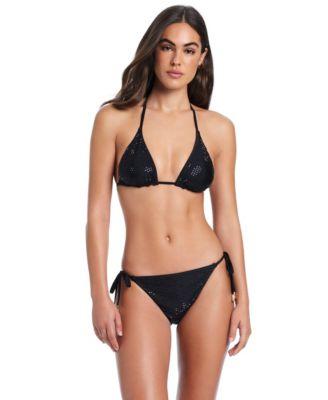 red carter glitz glamour classic triangle cheeky coverage tie side bottom bikini halter bra