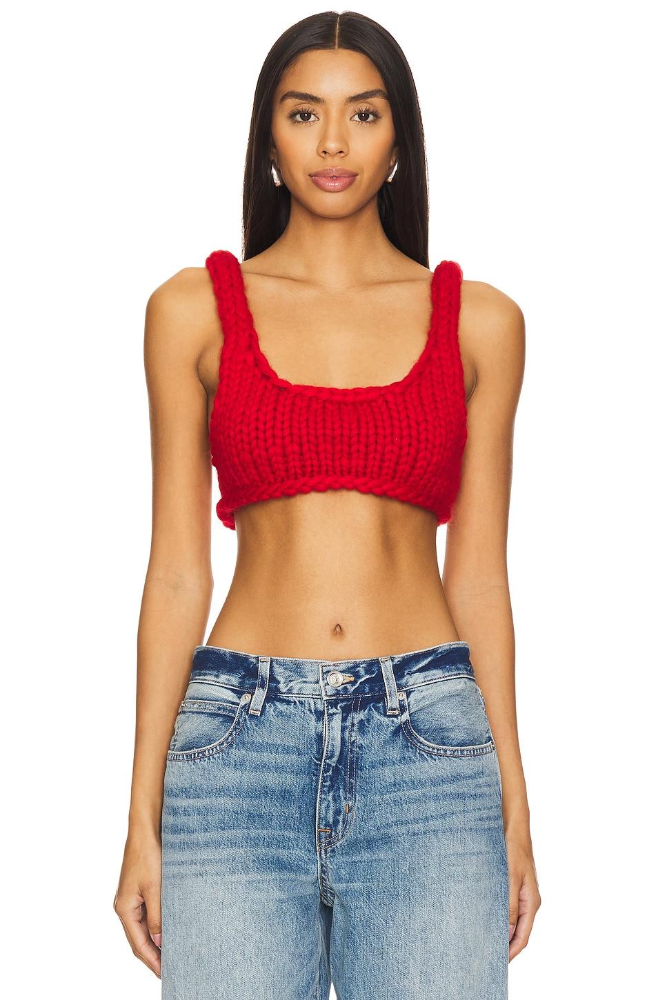 red colossal knit bralette