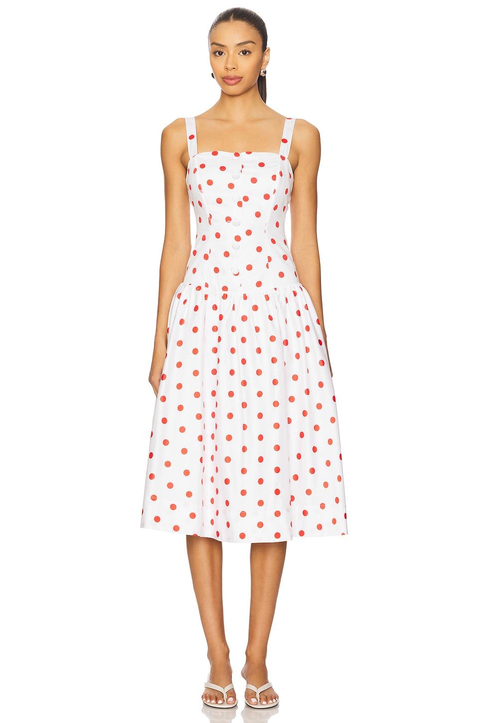 red dot midi dress