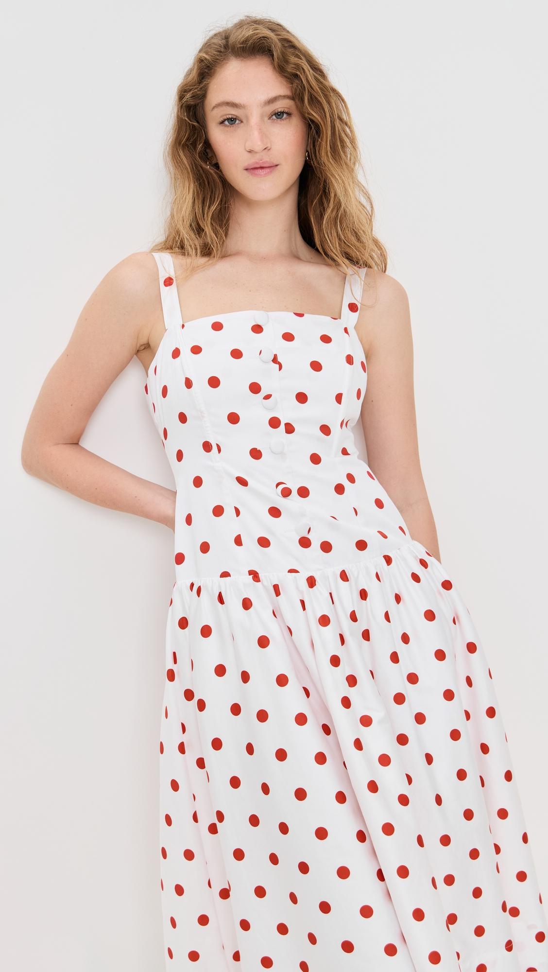 red dot midi dress
