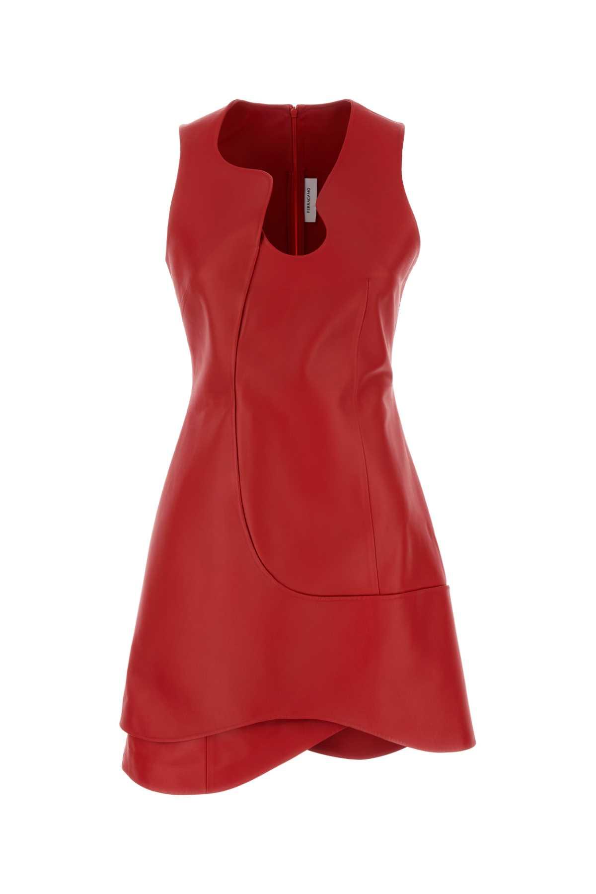 red leather mini dress