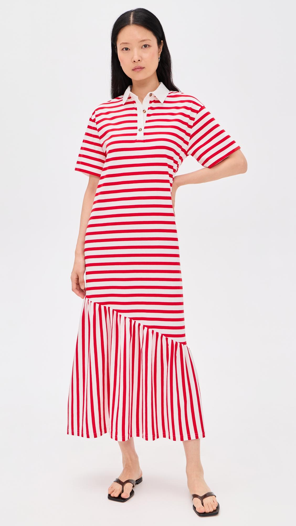red stripe jersey dress