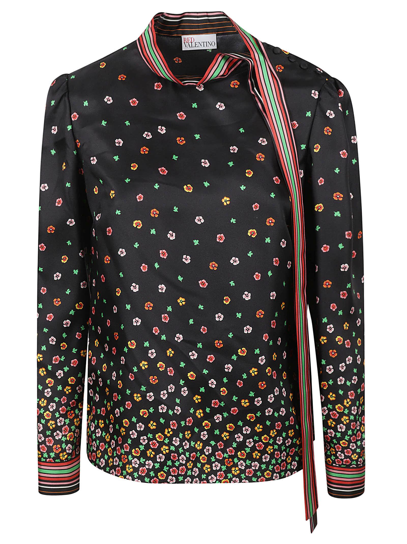 red valentino flowers & stripes shirt