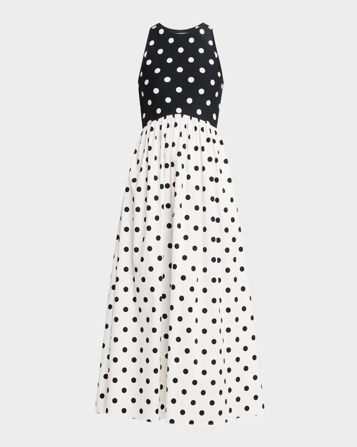 reese sleeveless polka dot maxi dress