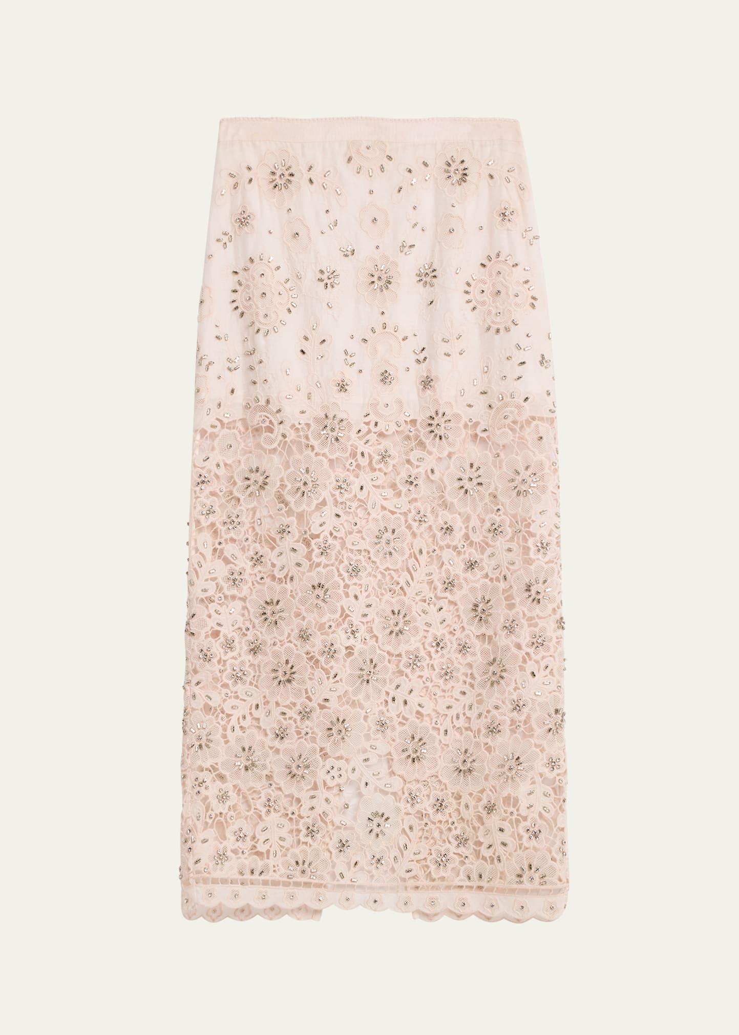 reeves embellished floral midi skirt