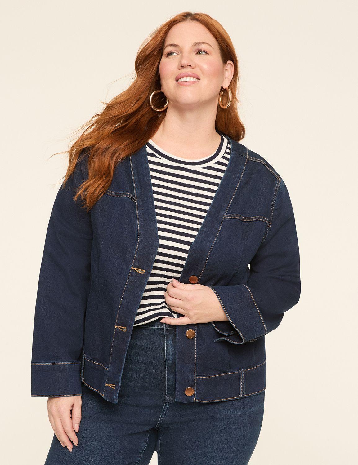 refined cloud knit denim jacket