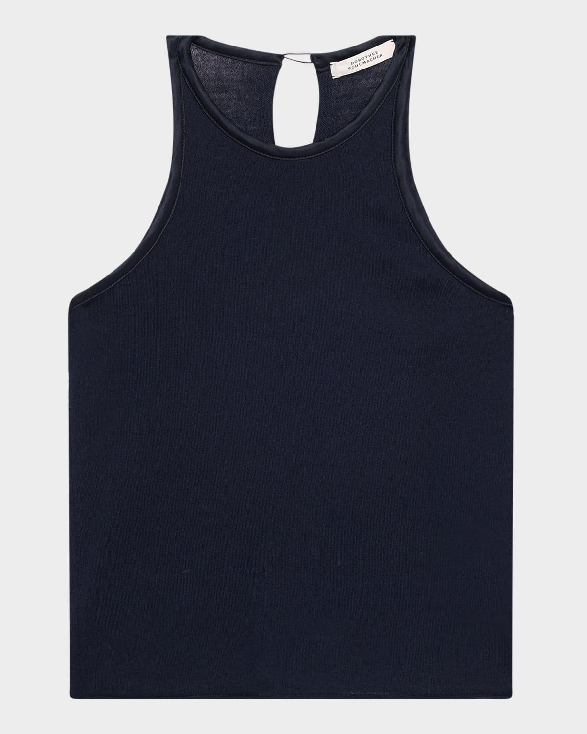 refined essentials i satin-trim rib knit top