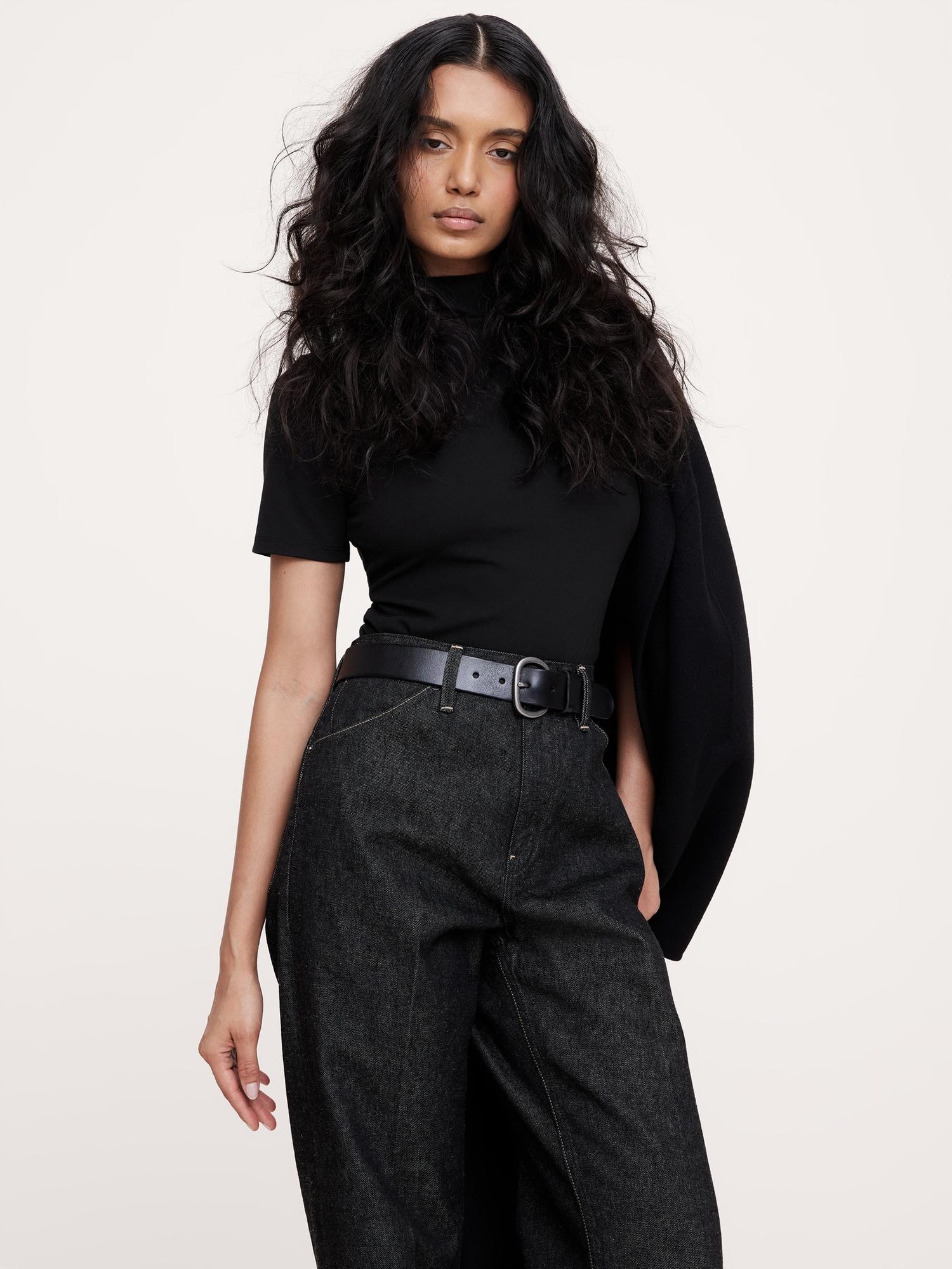 refined mock-neck bodysuit