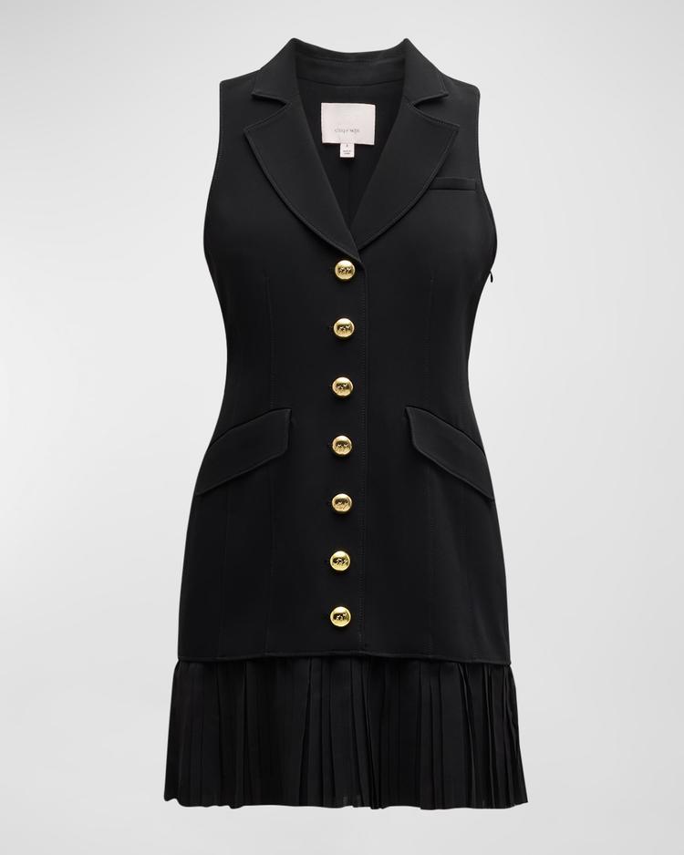 regan sleeveless pleated-skirt blazer mini dress
