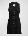 regan sleeveless pleated-skirt blazer mini dress
