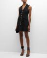 regan sleeveless pleated-skirt blazer mini dress