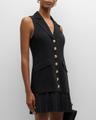 regan sleeveless pleated-skirt blazer mini dress