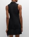 regan sleeveless pleated-skirt blazer mini dress