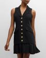 regan sleeveless pleated-skirt blazer mini dress