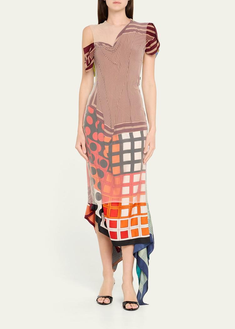 regenerated silk scarves long fitted dress