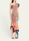 regenerated silk scarves long fitted dress
