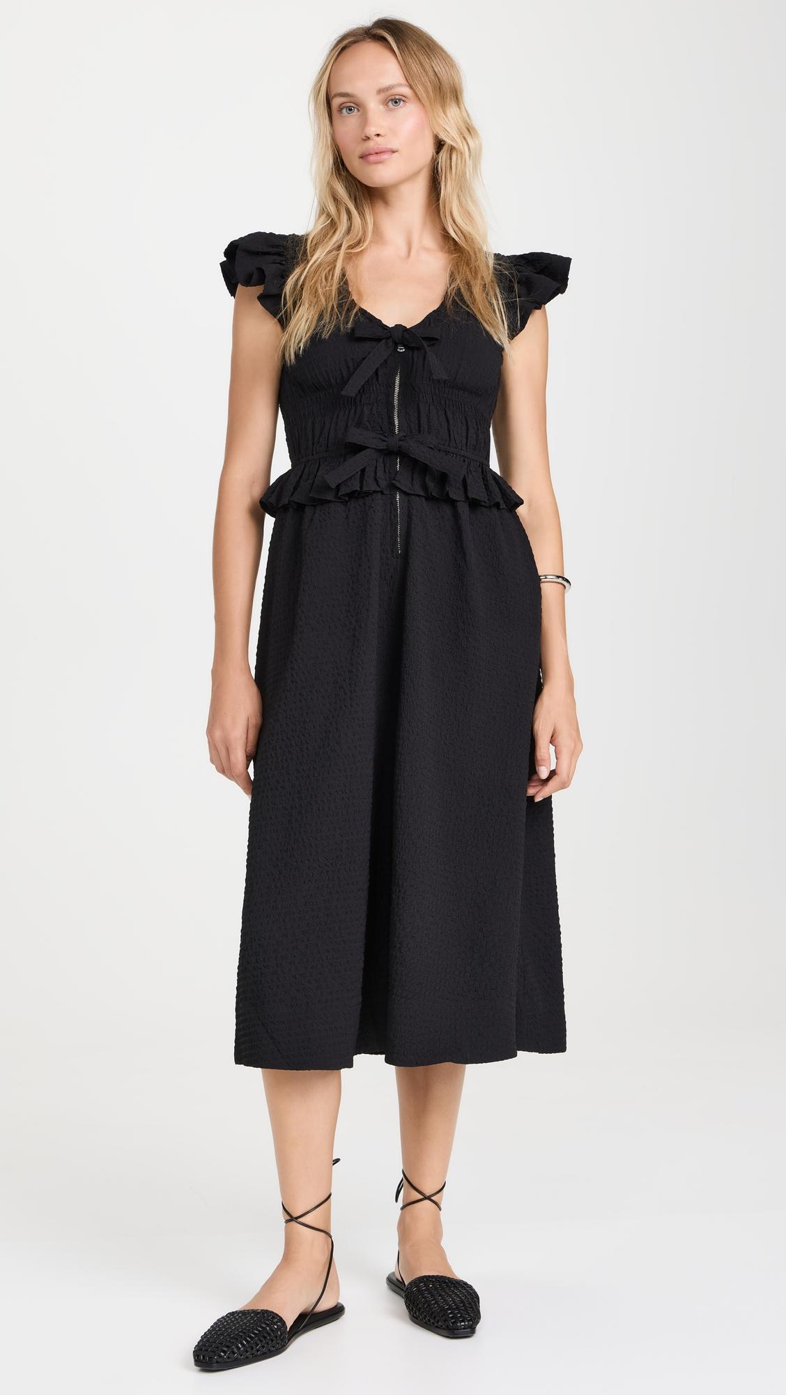 regina seersucker flutter sleeve dress