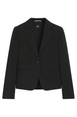 regular-fit button-up jacket in virgin wool- black women's tailored jackets