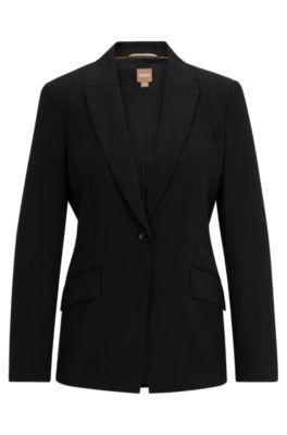 regular-fit jacket in virgin wool with slit cuffs- black women's tailored jackets