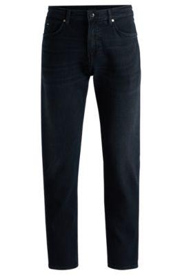 regular-fit jeans in blue-black super-soft denim- black men's jeans