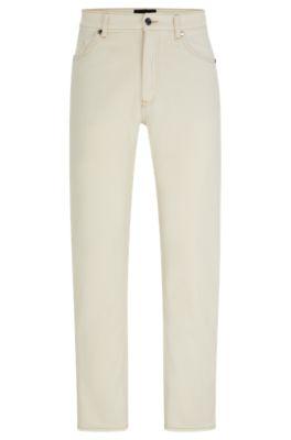 regular-fit jeans in ecru luxury-comfort denim- light beige men's jeans