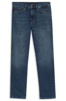 regular-fit jeans in mid-blue comfort-stretch denim- blue men's jeans