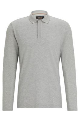 regular-fit polo shirt in cotton and cashmere- silver men's polo shirts