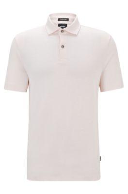 regular-fit polo shirt in cotton and linen- light pink men's polo shirts