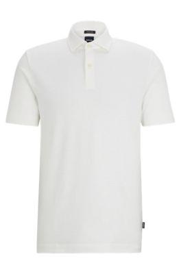 regular-fit polo shirt in cotton and linen- white men's polo shirts