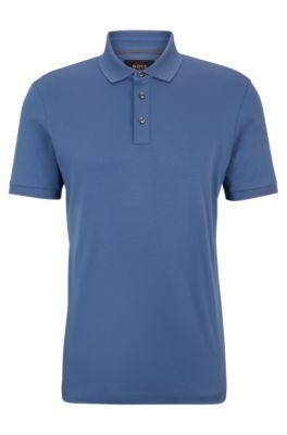 regular-fit polo shirt in mercerized italian cotton- light blue men's polo shirts