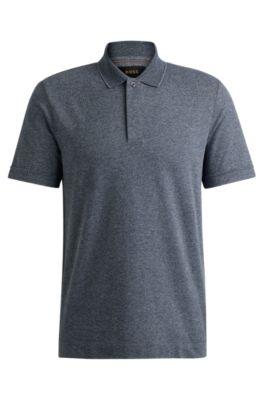 regular-fit polo shirt in moulin cotton and silk- dark blue men's polo shirts