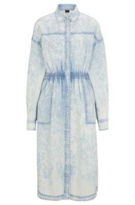 regular-fit shirt dress in denim-effect fabric- blue women's day dresses