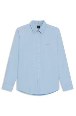 regular-fit shirt in cotton poplin- light blue men's casual shirts