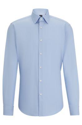 regular-fit shirt in easy-iron cotton poplin- light blue men's shirts