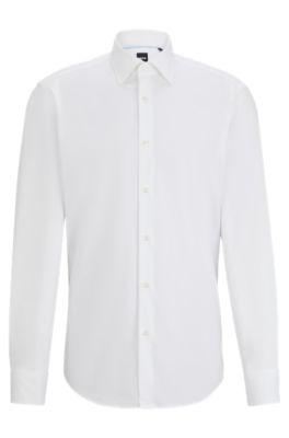 regular-fit shirt in easy-iron cotton poplin- white men's shirts