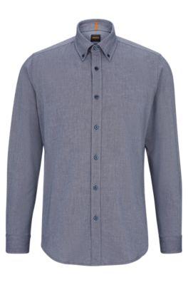 regular-fit shirt in oxford cotton- dark blue men's casual shirts