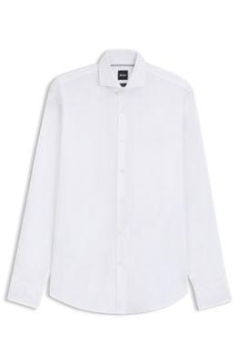 regular-fit shirt in stretch-cotton twill- white men's shirts