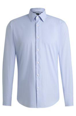 regular-fit shirt in striped stain-repellent twill- light blue men's shirts