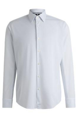 regular-fit shirt in structured performance material- dark blue men's shirts
