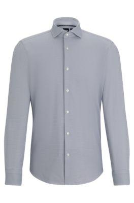 regular-fit shirt in structured performance-stretch material- grey men's shirts