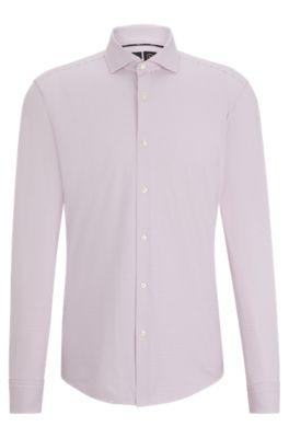 regular-fit shirt in structured performance-stretch material- red men's shirts