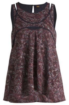 regular-fit sleeveless blouse with overlapping detail- patterned women's casual blouses