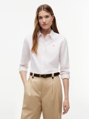 regular fit stripe stretch oxford shirt