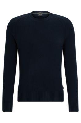 regular-fit sweater in cashmere- dark blue men's sweaters
