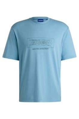 regular-fit t-shirt in cotton with graphic logos- light blue men's t-shirts