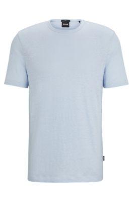 regular-fit t-shirt in linen- light blue men's t-shirts