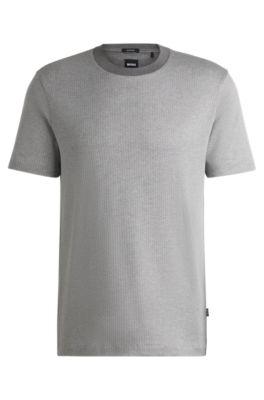 regular-fit t-shirt in structured cotton- silver men's t-shirts