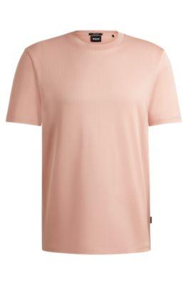 regular-fit t-shirt in structured mercerized cotton- light pink men's t-shirts