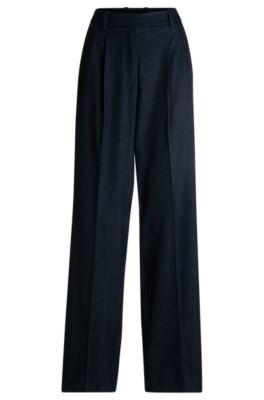 regular-fit trousers in denim-effect twill- light blue women's formal pants