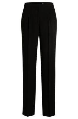 regular-fit trousers in matte fabric- black women's formal pants
